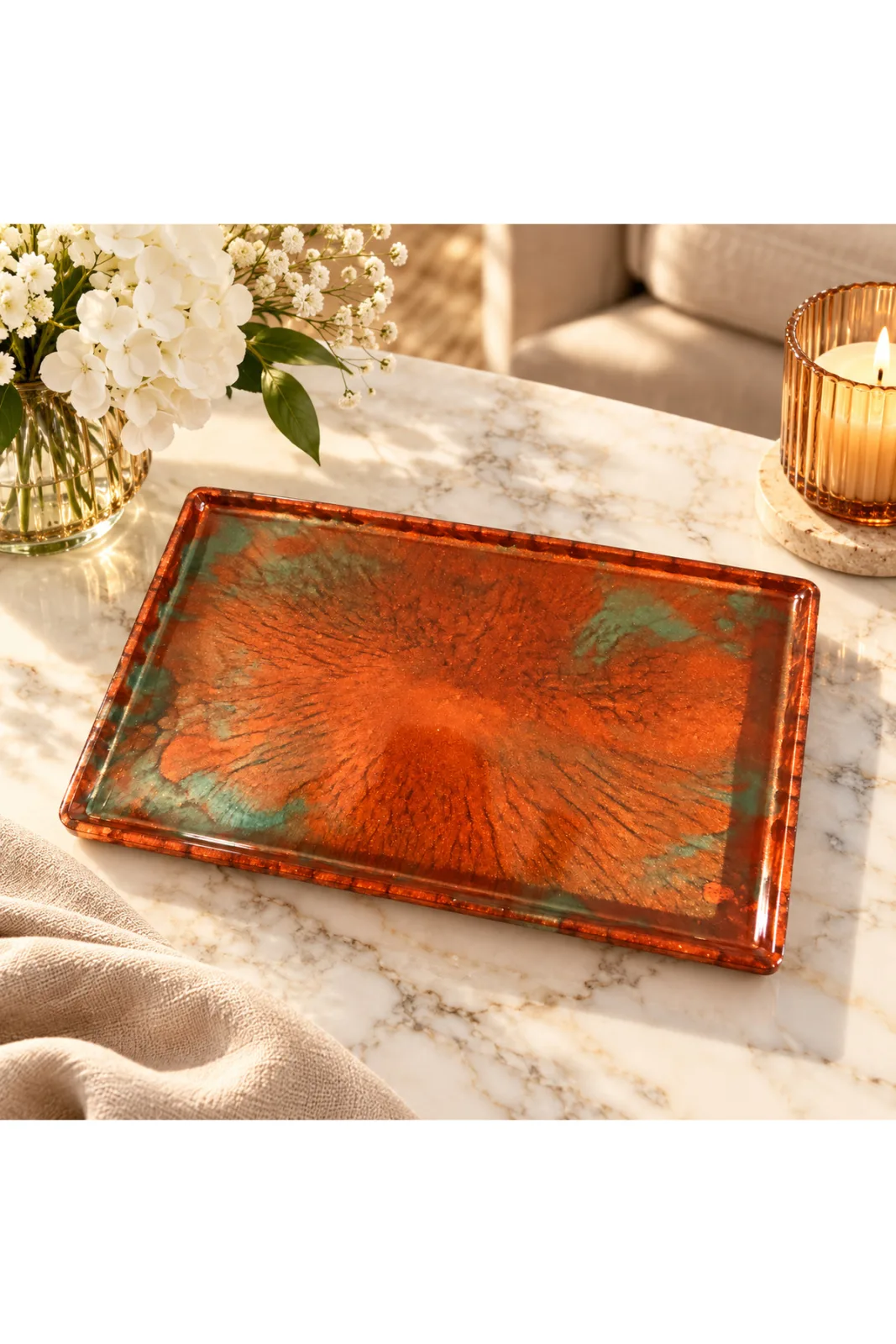 EPOKSİ REÇİNE EL YAPIMI TEPSİ - Yen Sanat